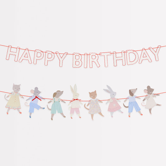 Guirnalda Happy Birthday animal friends
