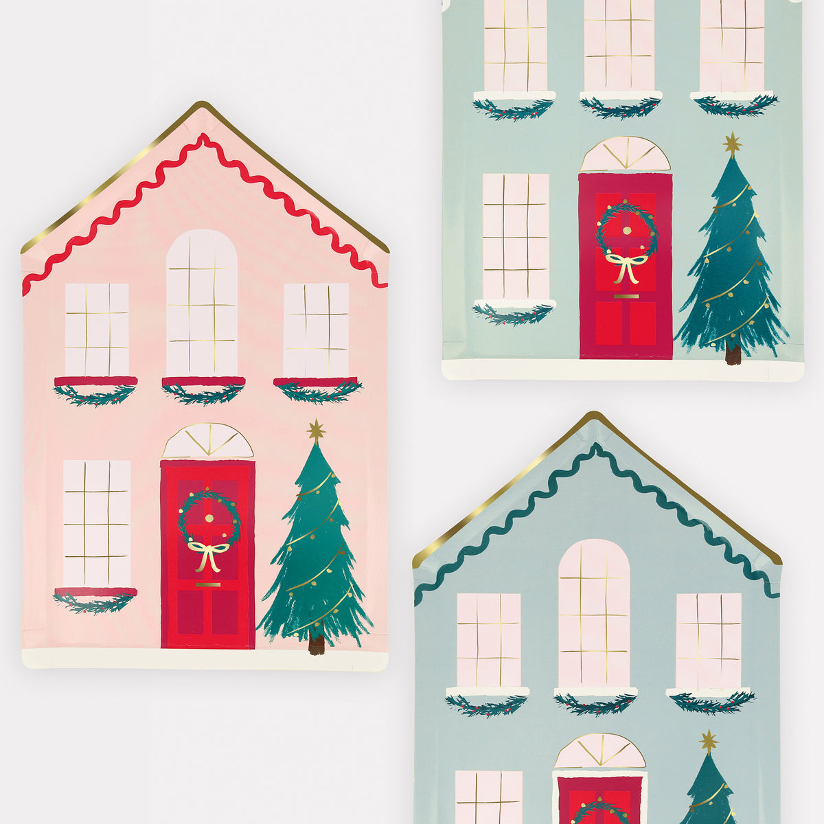 Platos grandes casa de Navidad - Pack 8 uds.