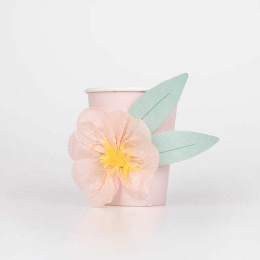 Vasos flor de papel- pack 8 uds.