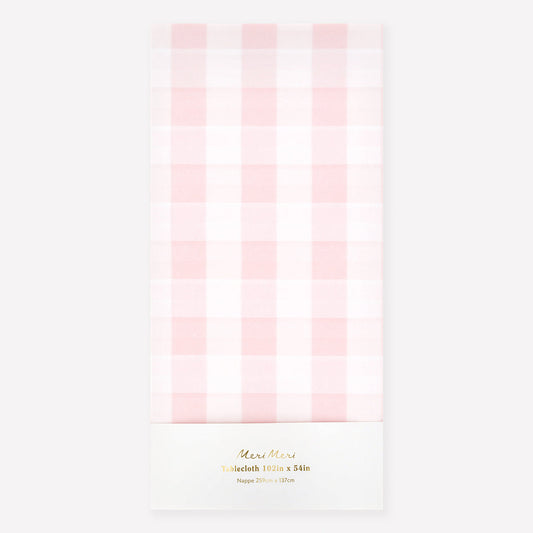 Mantel desechable vichy rosa