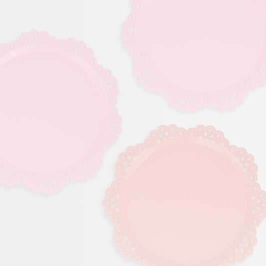 Plato blonda rosa grande – Pack 8 uds.
