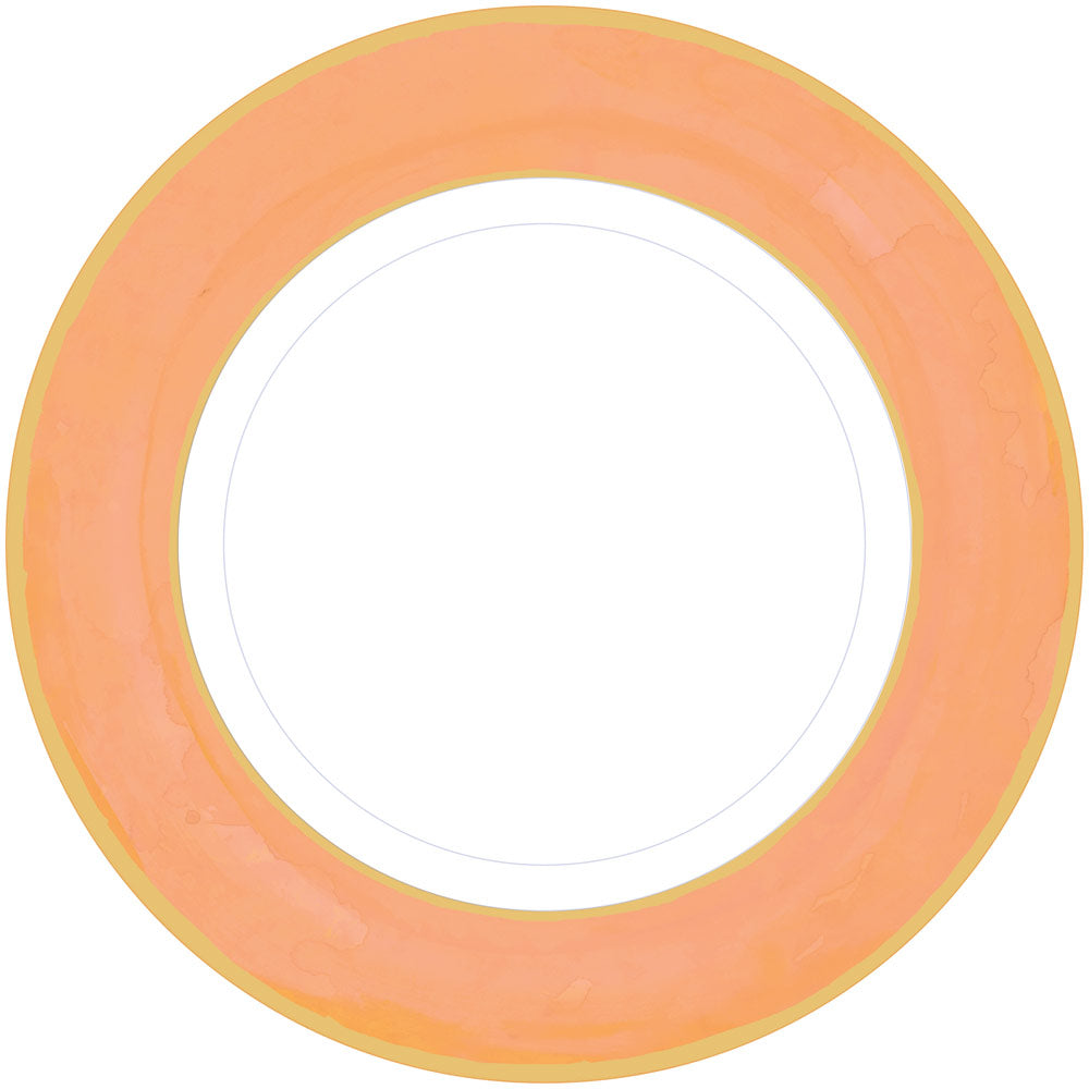 Plato grande blanco con borde melocotón- pack 8 uds.