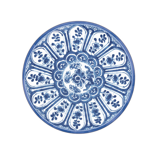 Plato estampado porcelana azul pequeño- pack 8 uds.