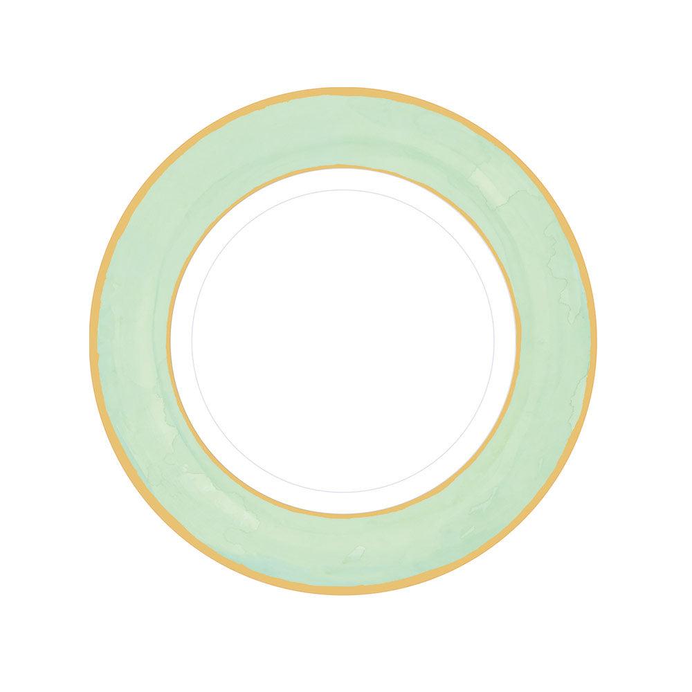 Plato pequeño blanco con borde verde menta- pack 8 uds.
