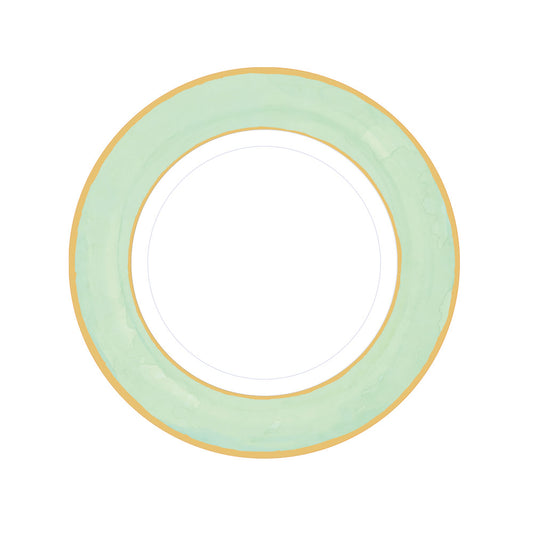 Plato pequeño blanco con borde verde menta- pack 8 uds.
