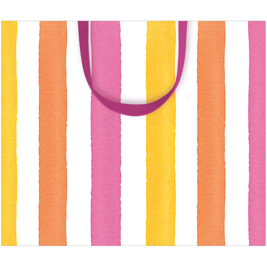 Bolsa de regalo rayas rosas y naranja mediana