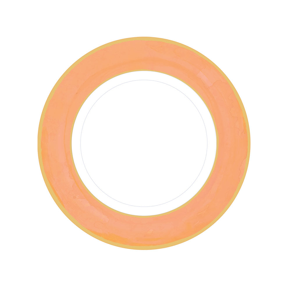 Plato pequeño blanco con borde melocotón- pack 8 uds.
