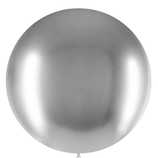 Globo de látex Plata Chrome 60 cm. 1 unidad