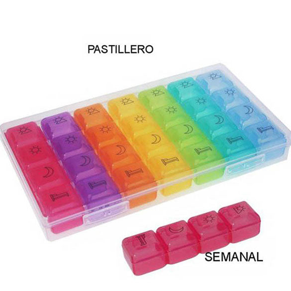 Pastillero semanal rectangular colores