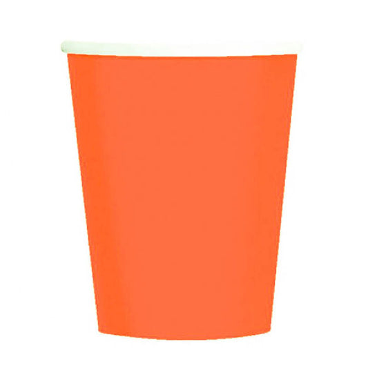 Vasos Naranja cartón encerado 266 ml, Pack 8 u.