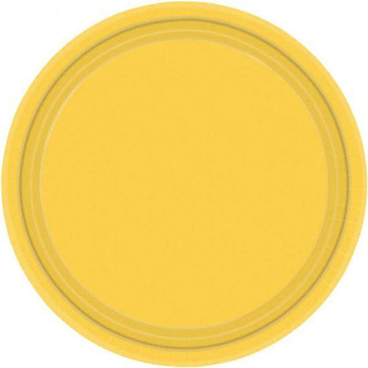 Platos Amarillos lisos 23 cm, Pack 8 u.