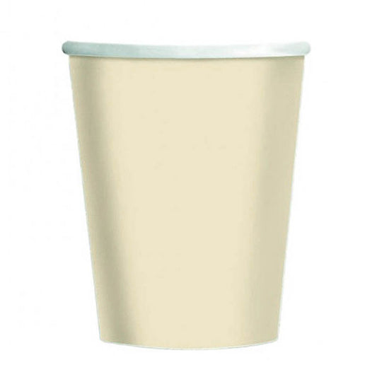 Vasos Crema cartón encerado 266 ml, Pack 8 u.