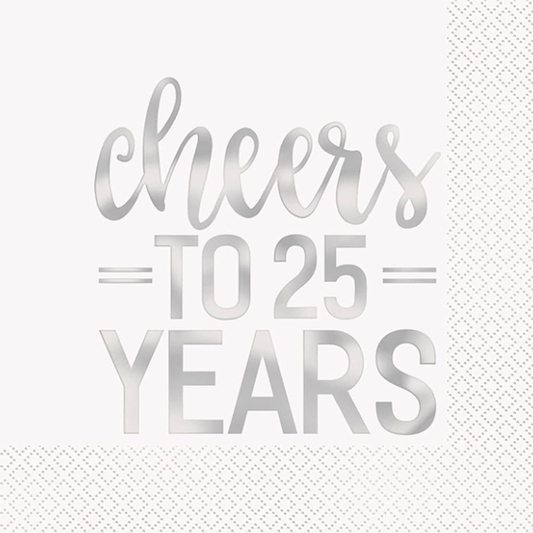 Servilletas 25 aniversario 33 x 33 cm, Pack 16 u.
