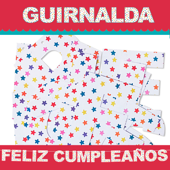 Guirnalda articulada Feliz Cumpleaños de cartón letras