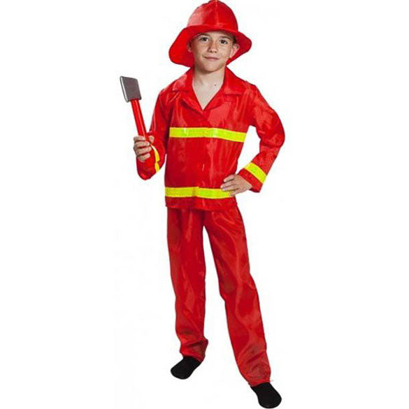 Disfraz bombero infantil, con gorro de tela