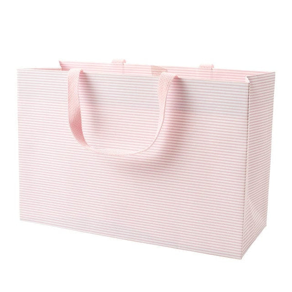 Bolsa de regalo rayas rosa y blanco grande