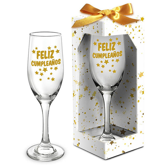 Copa de cristal Feliz Cumpleaños