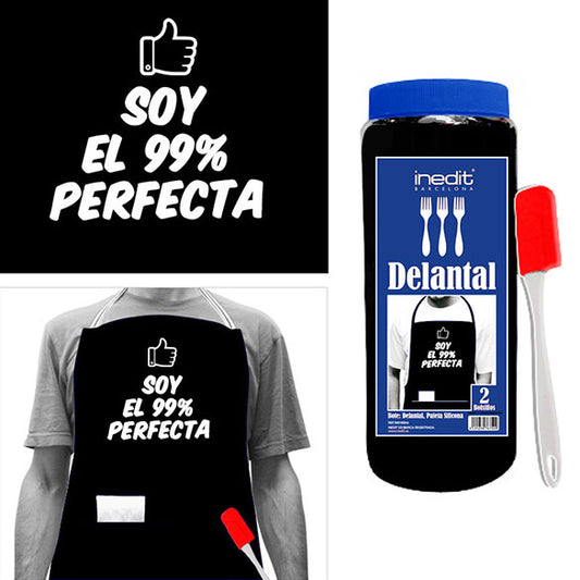 Delantal negro Soy el 99% perfecta