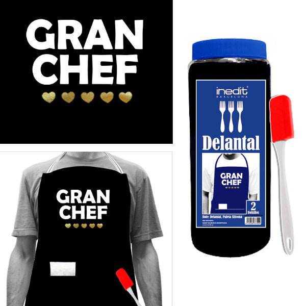 Delantal negro Gran Chef 5 corazones