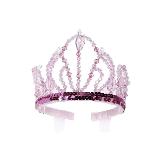 Tiara rosa con piedras y lentejuelas