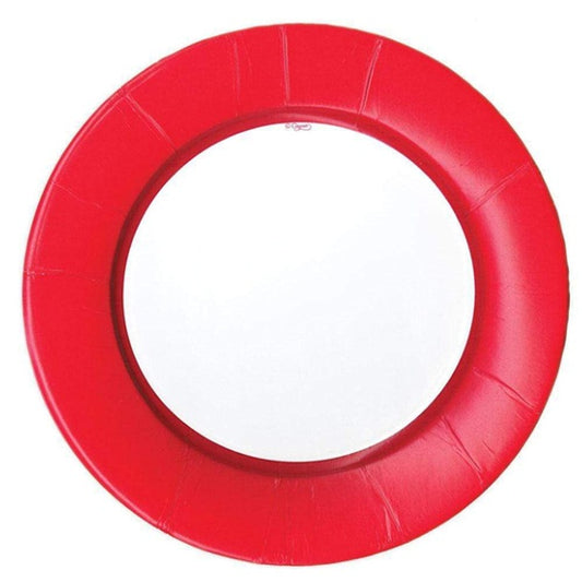 Platos blancos borde de lino rojo 27 cm, Pack 8 u.