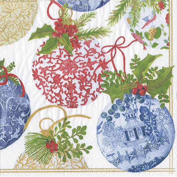 Servilletas Ornamentos Navidad 40 x 40 cm, Pack 20 u.