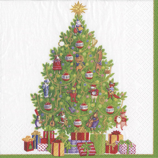 Servilletas Árbol Navidad con regalos 33 x 33 cm, Pack 20 u.