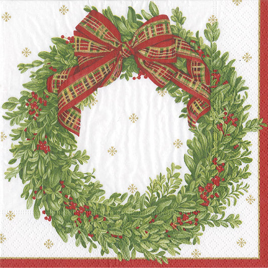 Servilletas Corona lazo Navidad 33 x 33 cm, Pack 20 u.