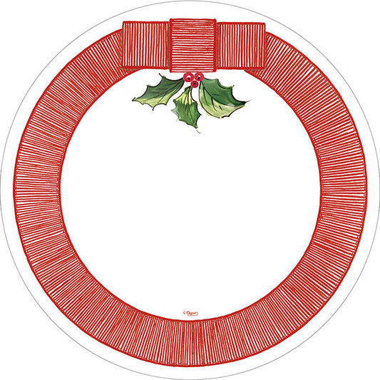 Platos borde rojo Acebo Navidad 26 cm, Pack 8 u.