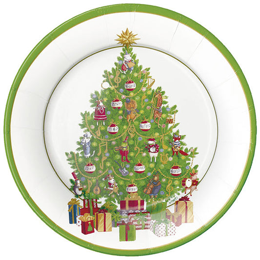 Platos Árbol Navidad con regalos 26 cm, Pack 8 u.