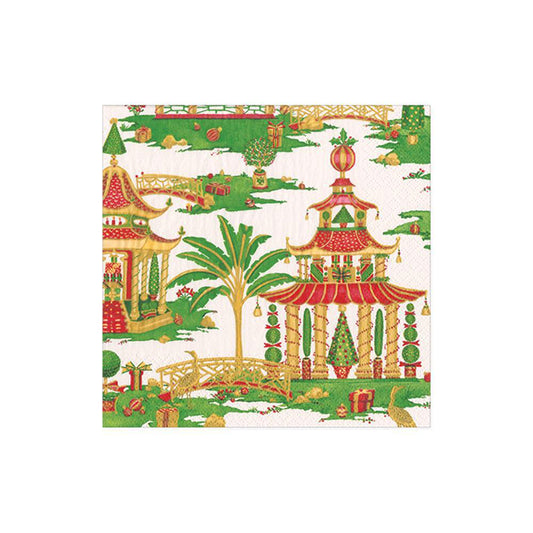 Servilletas Pagodas Navideñas 25 x 25 cm, Pack 20 u.