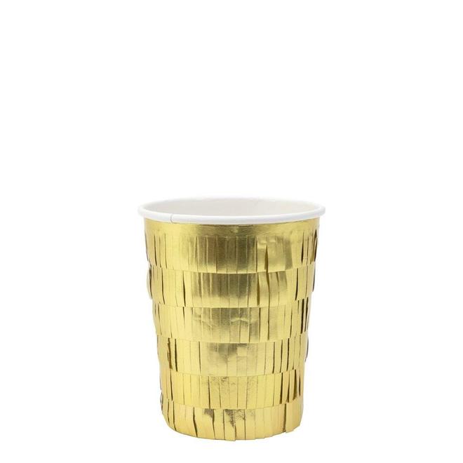 Vasos dorados con flecos - pack 8 uds.