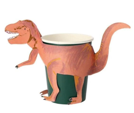 Vasos Dinosaurios T-rex fiesta 256 ml, Pack 8 u.