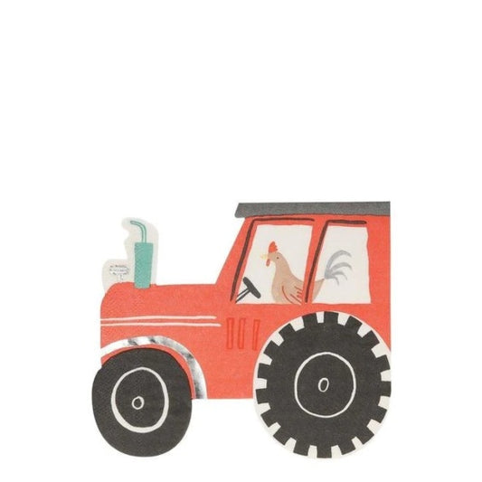 Servilletas silueta tractor, 36 x 24 cm. Pack 16 u.