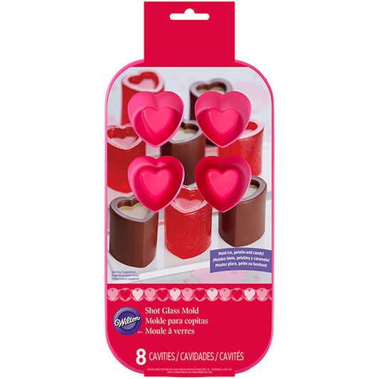 Molde vasitos corazones silicona, 8 cavidades, Wilton