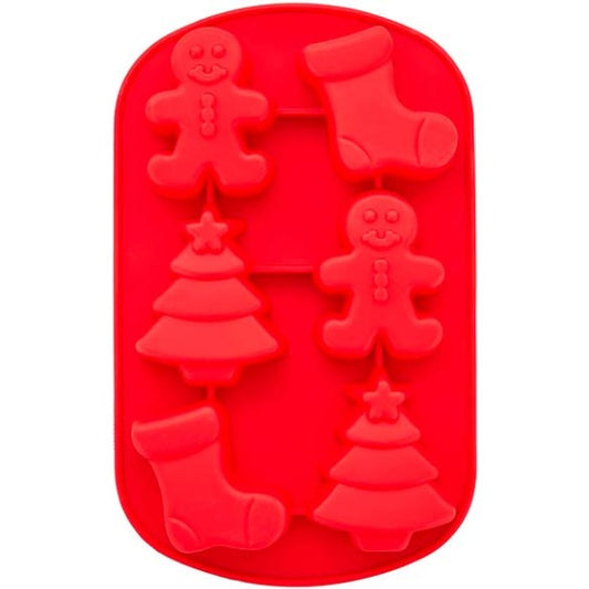 Molde Bota, Ábeto y Muñeco Jengibre Navidad silicona multiuso 6 cavidades, Wilton