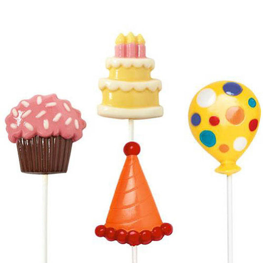 Molde piruletas fiesta plástico 4 cavidades, Wilton