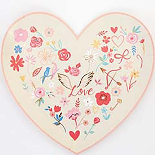 Platos forma de corazón Love 24 X 21 cm, Pack 8 u.