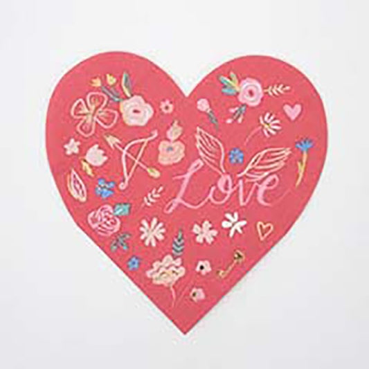 Servilletas forma de corazón Love 32 x 33 cm, Pack 16 u.