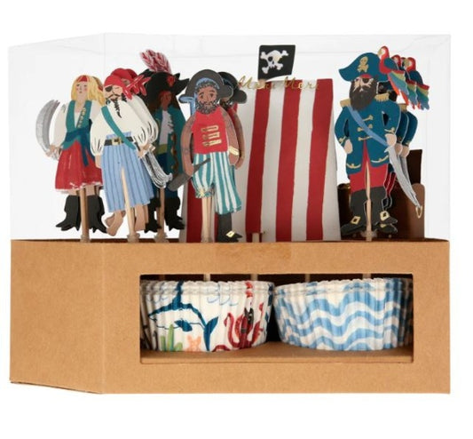 Cápsulas y decoración cupcakes Piratas, Pack 48 u.