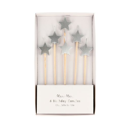 Velas estrella plateadas- pack 6 uds.