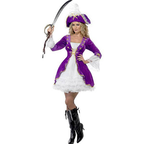 Disfraz piratesa blanco y purpura