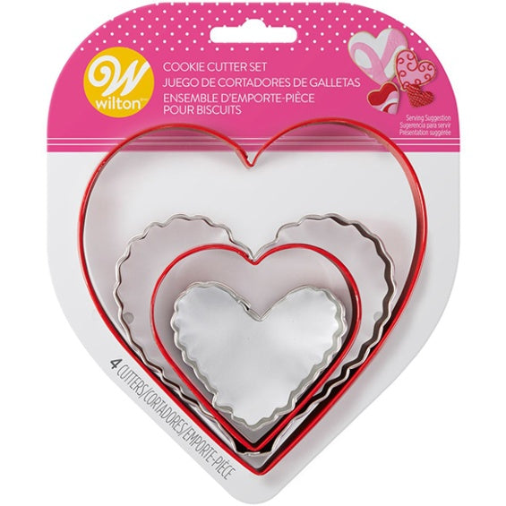 Cortadores de galletas con forma de corazones, Set 4 u.