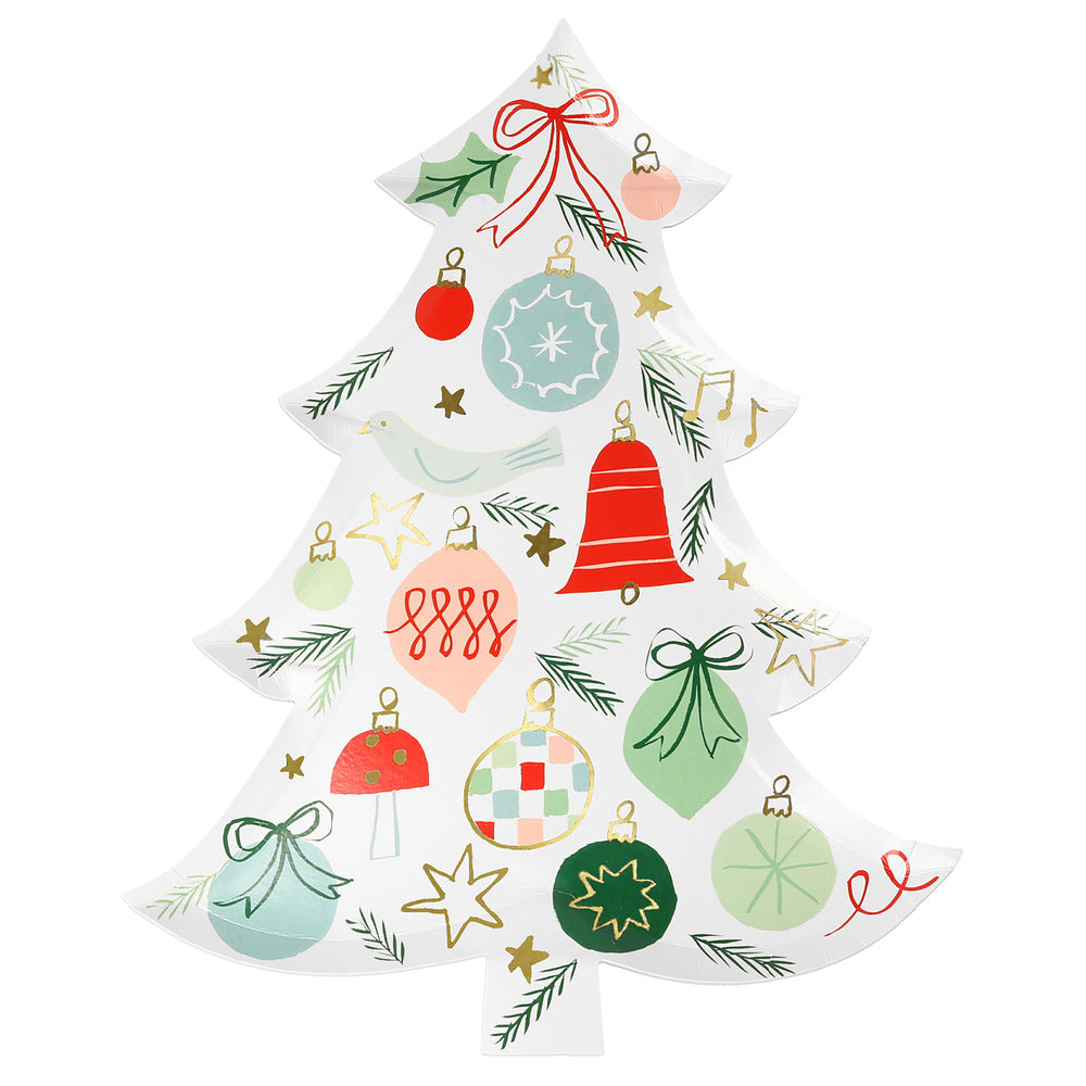 Plato arbol de Navidad estampado - pack 8 uds.
