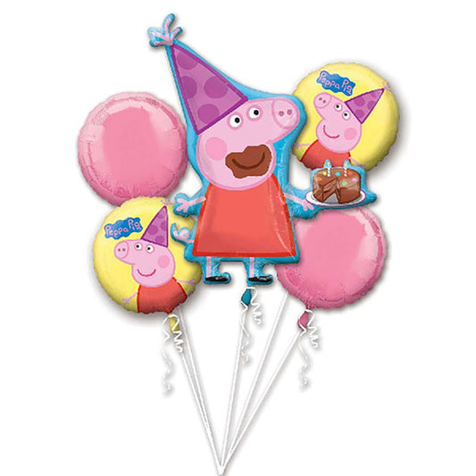 Ramo de 5 globos metálicos Peppa Pig