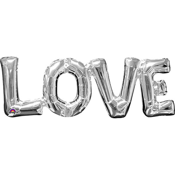 Globo texto love plateado 63 x 22 cm