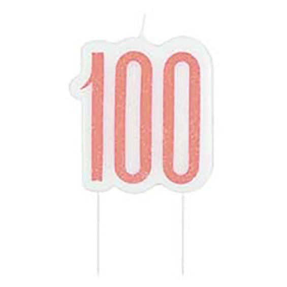 Vela cumpleaños 100 años rosa