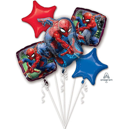 Ramo de 5 globos metálicos Spiderman