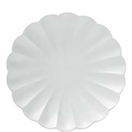 Platos blancos forma Flor 23 cm. compostables, Pack 8 u.