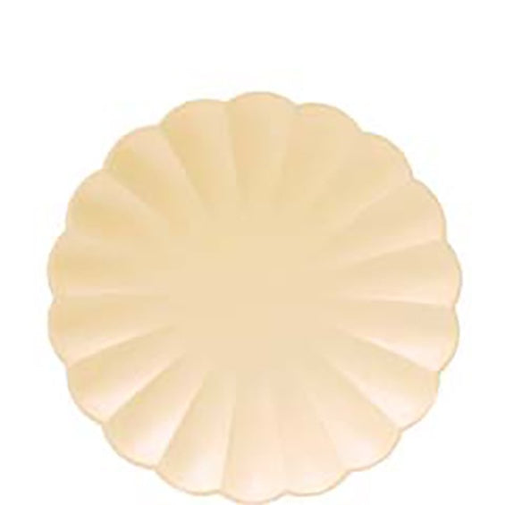 Platos mostaza forma Flor 20 cm. compostables, Pack 8 u.